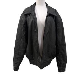 Vintage Genuine Leather Men Bomber Jacket 2x Moto 90s Grunge Biker Streetwear